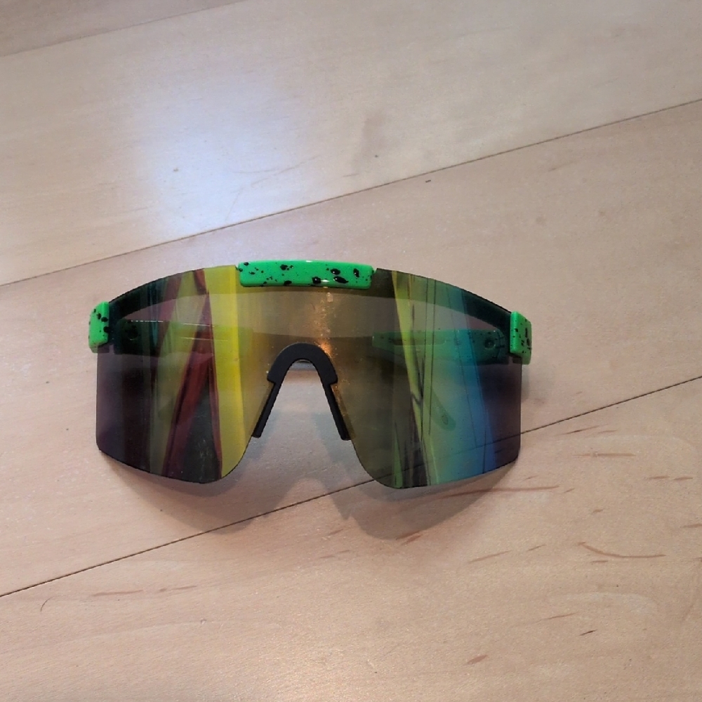 Green and Multicolor Sport Sunglasses